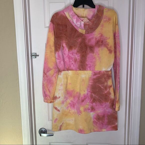 Angel Kiss Tie-Dye Hooded Sweatshirt Dress Size Medium - Picture 4 of 9